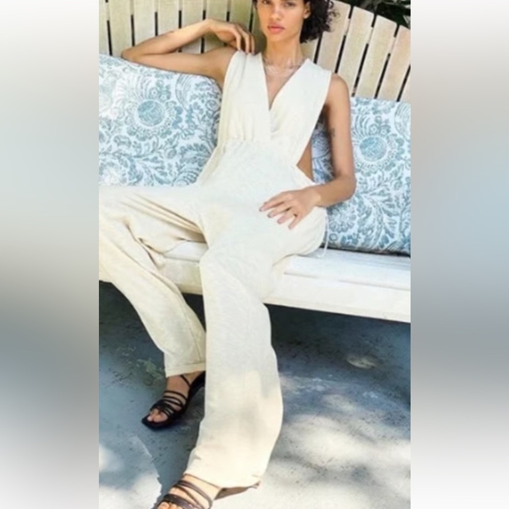 Free People Cream Jumpsuit